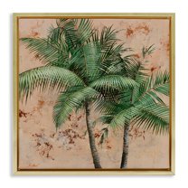 Stupell Industries Leafy Palm Fronds Botanical & Floral Painting Gold Floater Framed Canvas Art Print Wall Art, 18 x 18