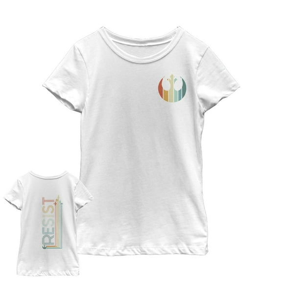 Girl's Star Wars Resistance Rainbow Rebel Symbol Graphic Tee White Large