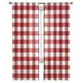 thumbnail image 3 of Farmhouse Buffalo Plaid Sheer Curtains 72 Inches Long 2 Panels Set, Window Sheer Curtains for Living Room/Bedroom, Red White Checkered Light Filtering Rod Pocket Curtain 52'' x 72'' x 2, 3 of 7
