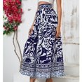 thumbnail image 7 of Womens Maxi Skirt 2025 Casual Flowy Elastic High Waist Long Skirts with Pockets Summer Beach Style Blue L, 7 of 7
