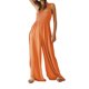 thumbnail image 1 of Mono largo de verano para mujer de VISgogo, mono holgado con tirantes anchos en el pecho liso fruncido, mono informal con pantalones largos de pierna ancha para mujer VISgogo moda, 1 of 9