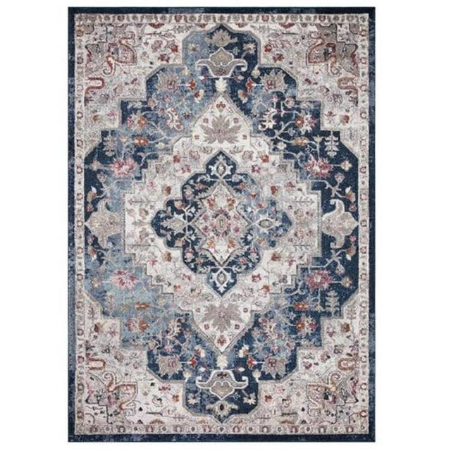 Concard Global Trading 72547 8 x 11 ft. Montreal Medallion Area Rug, Navy
