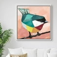 thumbnail image 2 of PixonSign Framed Canvas Print Wall Art Teal, Red, Orange Finch Animals Wilderness Illustrations Modern Art Chic Closeup Colorful Multicolor Ultra for Living Room, Bedroom, Office - 16"x16" White, 2 of 5