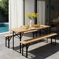 thumbnail image 6 of Ktaxon 6' Wooden Outdoor Folding Patio Camping Picnic Table Set with Bench, Natural, 6 of 8