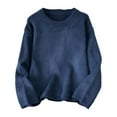 thumbnail image 4 of SGMVNU Womens Soft Fuzzy Knit Sweater Oversized Cozy Knitted Pullover Tops Long Sleeve Casual Crewneck Sweaters Fall Winter Clothes Navy XXL, 4 of 4