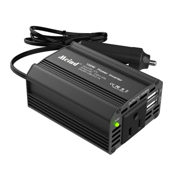 TopLLC 150W Car Power Inverter 12VDC To 110V AC Converter Vehicle Adapter Plug Outlet With 3.1A USB Car Charger For Laptop Computer Cars Inverter