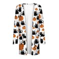 thumbnail image 4 of Cárdigan de Halloween para mujer, estampado de Halloween, blusa informal de manga larga con bolsillo, cárdigan, ropa de abrigo para mujer, abrigo holgado de algodón de imitación, 4 of 6