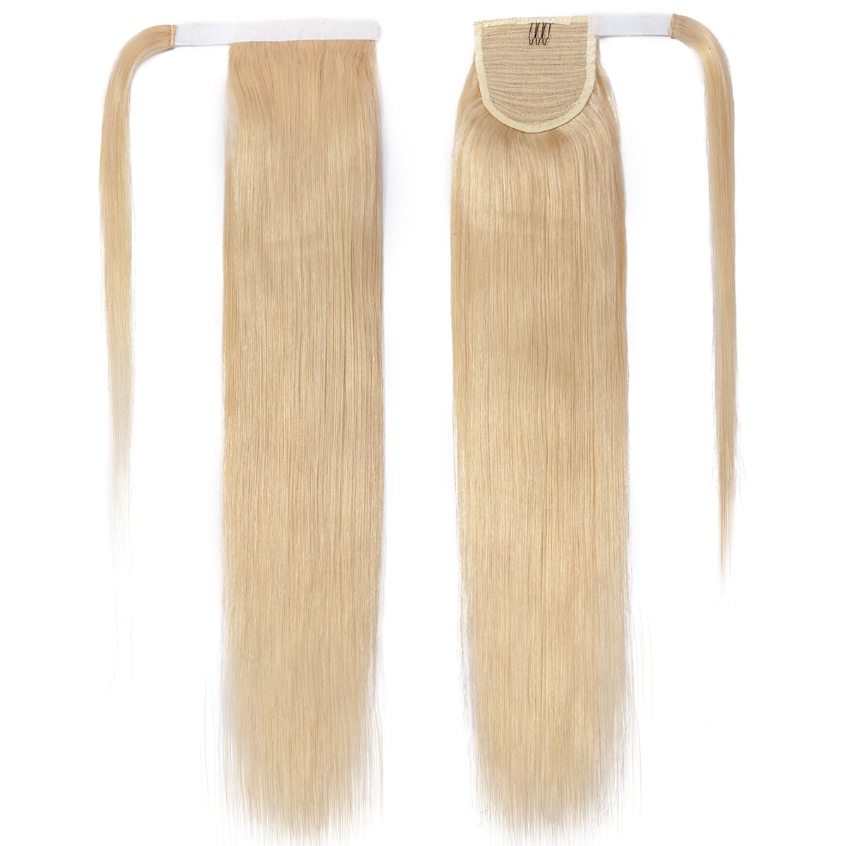 SEGO Clip in Hair Extensions Human Hair 100% Remy Human Hair Wrap Around Ponytail Extension Thick Long Straight Hairpiece with Comb Magic Paste Pony Tail