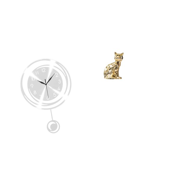 Escultura De Reloj De Gato Acrílico, Adorno Silencioso Y Ligero, Artesanía, Figura De Animal Con Grandes Números Arábigos, Decoración Para Colgar En La Pared, Para Cocina, Estudio, Casa De