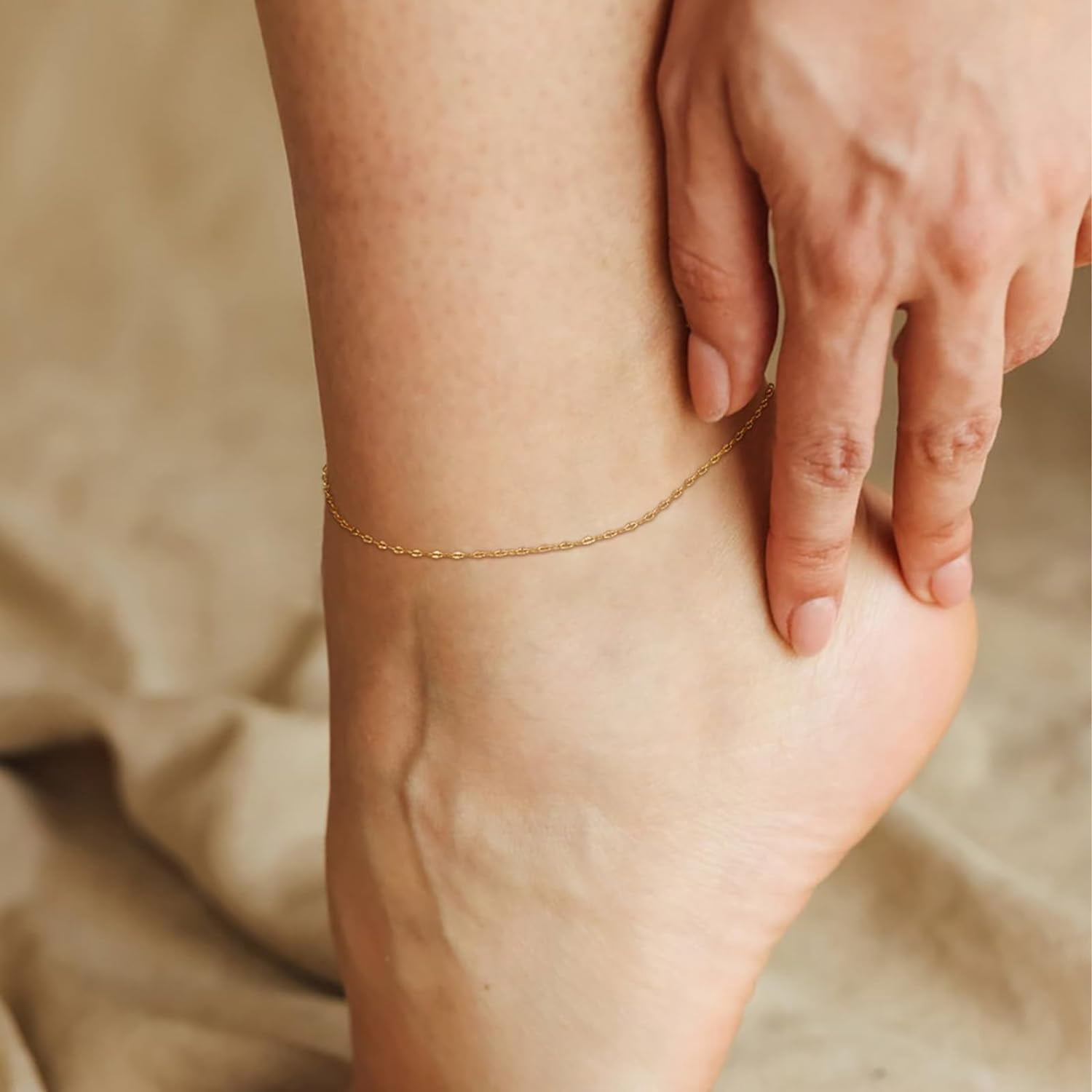 Dainty Gold Link Chain Anklet,14K Gold Plated Handmade Cute Dainty Anklet For Women[o5633]