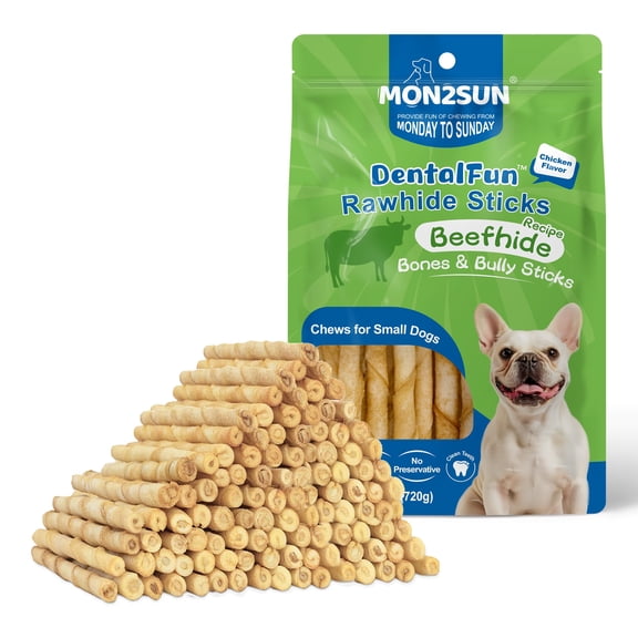 MON2SUN Rawhide Twist Sticks Chicken Flavor Small Dog Treats, 25.4 oz (120 Count),