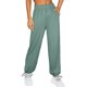 thumbnail image 3 of Pantalones de mujer cintura alta elásticos Color puro cordón bolsillos sueltos deportes pierna ancha tobillo atado pantalones de mujer, 3 of 6