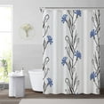 thumbnail image 2 of Blue and White Floral Shower Curtain,Minimalist Flower Bathroon Shower Curtains,Mordern Bath Curtain Set with 12 Hooks 72x72in,Waterproof Polyester Fabric, 2 of 6