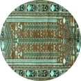 thumbnail image 1 of Ahgly Company Machine Washable Indoor Round Persian Turquoise Blue Traditional Area Rugs, 3' Round, 1 of 4