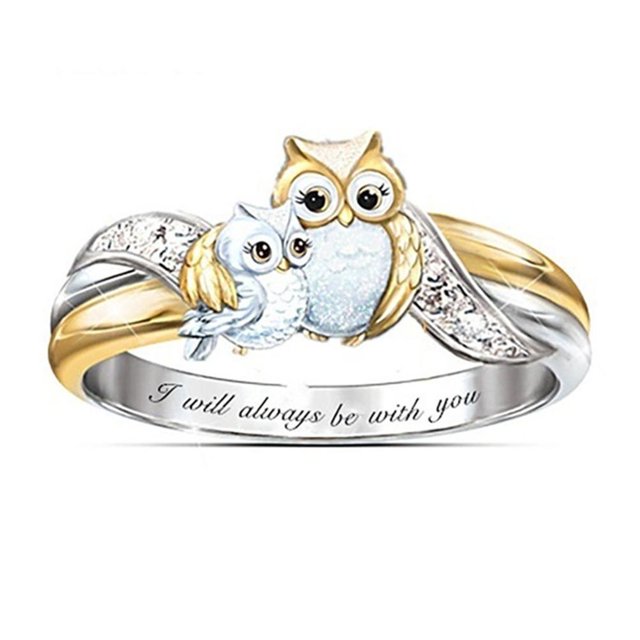 Anillo de Búho Anillo de Dedo de Animal Joyería con Incrustaciones de Búho Joyería para los Amantes del Día de la Madre Cumpleaños ANGGREK Otros