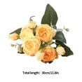 thumbnail image 3 of Ramo de flores 5 cabezas Capullos de rosas artificiales Boda decorativa Tela de seda de plástico Flor falsa, Amarillo tholdsy HA6434-02B, 3 of 6