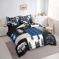 thumbnail image 3 of Homewish Happy Camping Camper 7 Pieces Bedding Comforter Set,Rustic Farmhouse Cabin Full Bedding Set,Blue Gray Black Fitted Sheet Flat Sheet For Teens,Breathable Home Decor Reversible, 3 of 8