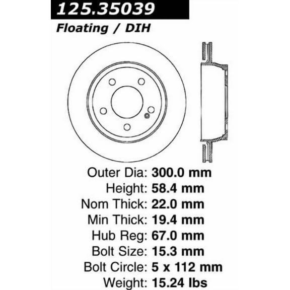 Centric Parts Disc Brake Rotor P/N:125.35039 Fits select: 2000-2006 MERCEDES-BENZ S, 2000-2003 MERCEDES-BENZ CL