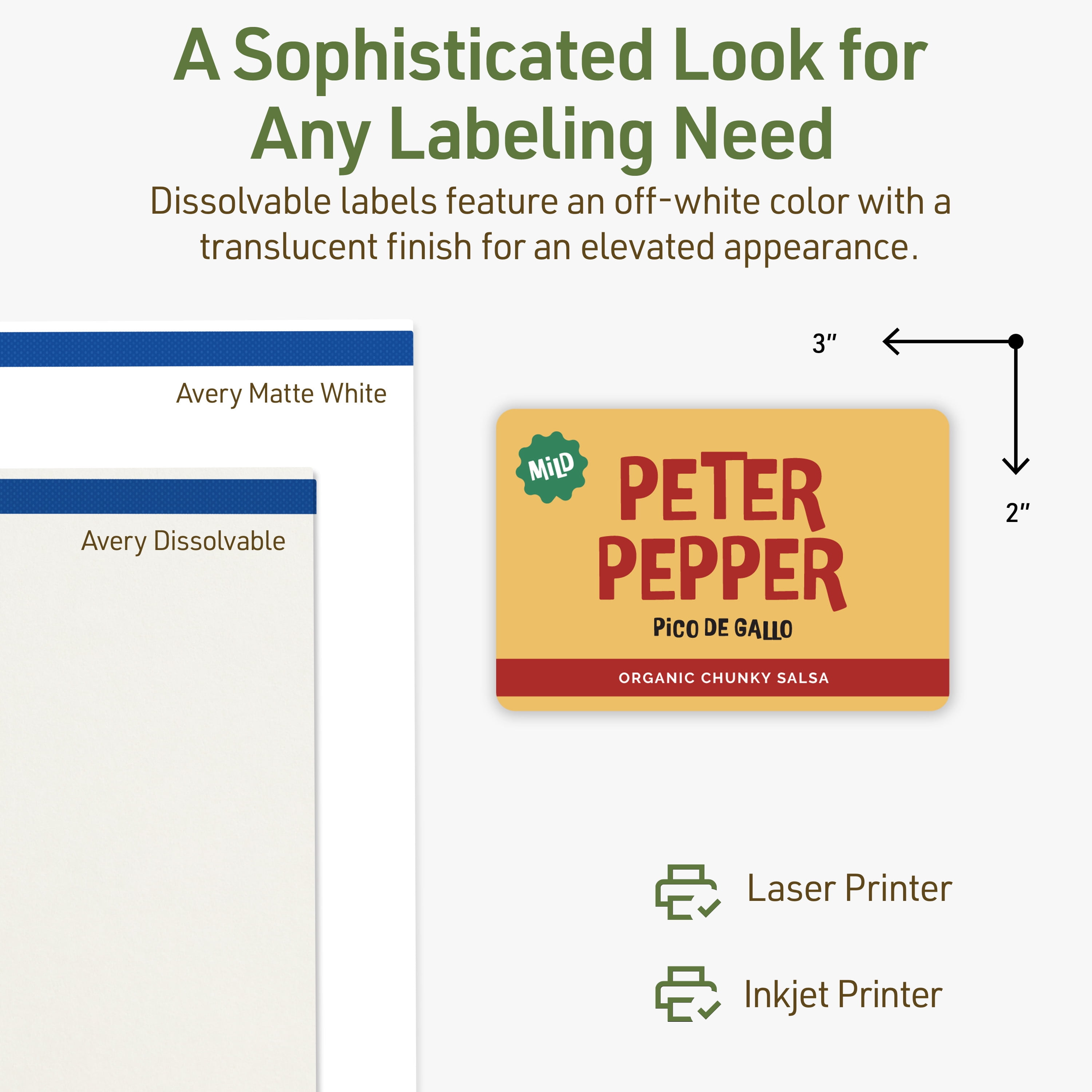 Avery Dissolvable Rectangle Labels, 2" x 3", 80 Labels
