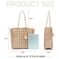 thumbnail image 5 of Women Straw Shoulder Bag Tote Summer Beach Woven Handmade Weaving Handbag - Beige, 5 of 6