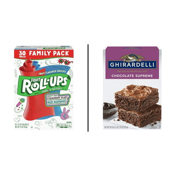 Betty Crocker Fruit Roll-Ups Variety Pack 30 ct & Ghirardelli Chocolate Supreme Brownie Mix 18.75 oz