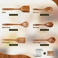 thumbnail image 2 of ACMETOP 6-Piece Natural Teak Wooden Spoons for Cooking With 10 Hooks，Handcrafted Kitchen Utensils Set ，Ideal Gift Set, 2 of 10
