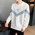 thumbnail image 3 of Sudadera con cuello redondo y parte superior azul para hombre, ropa para hombre, sin capucha, cuello redondo, estilo coreano, estética, oferta de bienvenida, 3 of 5