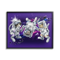 Stupell Industries Astronaut Cat Trio Animals & Insects Painting Black Framed Art Print Wall Art, 30 x 24