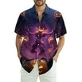 thumbnail image 3 of JGNGSHN Halloween Costumes for Men Short Sleeve Button Down Hawaiian Holiday Beach Shirts Colorful Funny Pumpkins Skull Print Tees Thanksgiving Shirt, 3 of 8