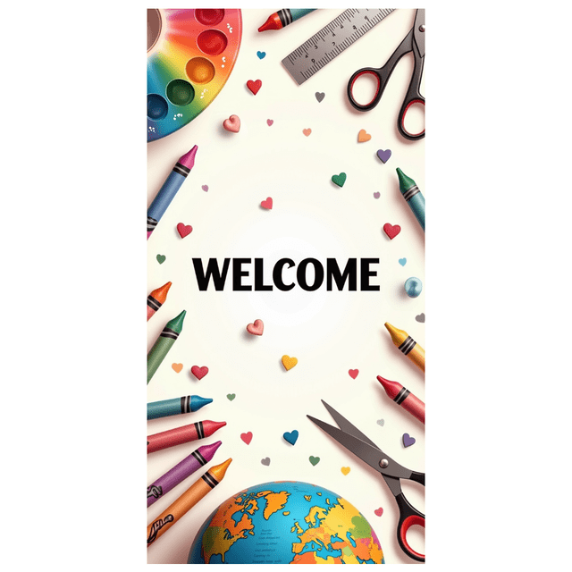 Welcome Banner with International Flags Circular Design Background Event Decoration Party Supplies Global Conference Backdrop Indoor Outdoor Display