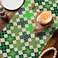 thumbnail image 3 of Saint Patrick's Day Table Runner 90 Inches, Vintage Green Plaid Lucky Clovers Bed Runner Dresser Scarves Tabletop for Indoor Outdoor Parties/Ceremony/Banquet, 13" x 90", 3 of 8