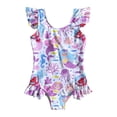 thumbnail image 3 of Rhuody Swimsuit For Girls 6-7 Years One Piece Long Sleeve Swimwears Cartoon Printed Sun With Bikini Style Comfy Bathing Suit Purple, 3 of 8