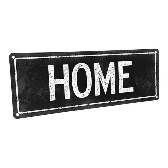 Black Home 4"x12" Metal Sign, Wall Décor for Home and Office