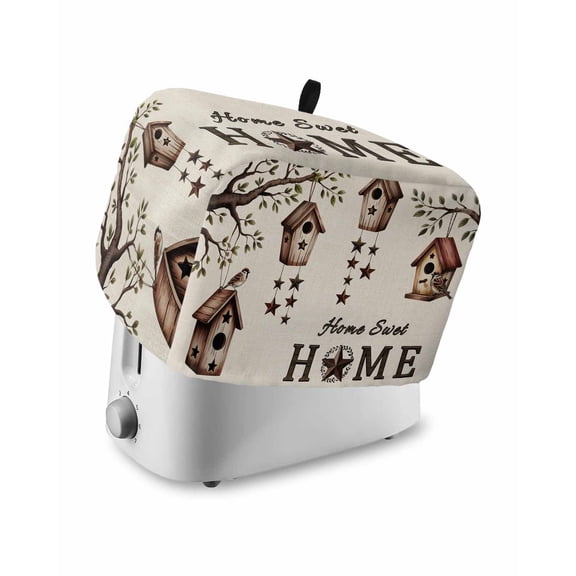 Sweet Home Small Toaster Cover 2 Slice, Kitchen Appliance Covers, Western Stars Bird Houses Farmhouse Retro Toaster Oven Cover with Loop, Bread Machine Cover Polyester Dust Cover Protection