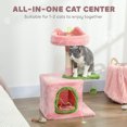thumbnail image 4 of PawHut 28" Cat Tree Tower with Plush Top Bed, Pink & Green, 4 of 10