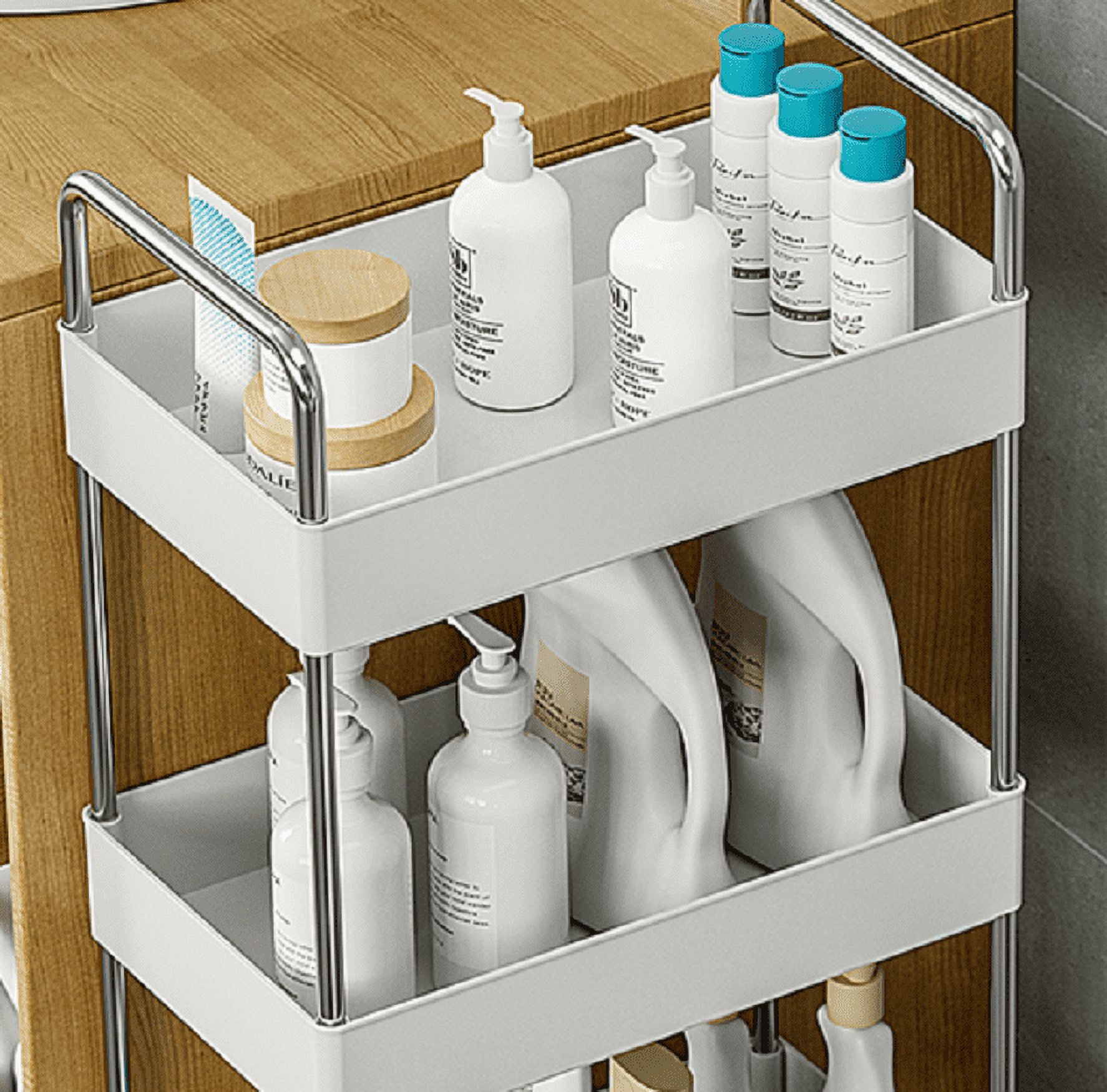 3/4 Tiers Kitchen Trolley Rolling Cart Shower Caddy Bathroom Storage Shelf  Rack