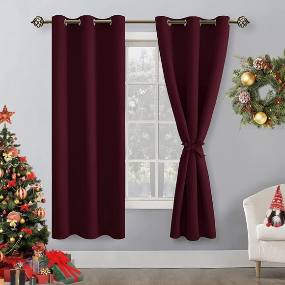 Cortinas Hiasan, 107 x 160 cm, color burdeos, con aislamiento térmico, opacas