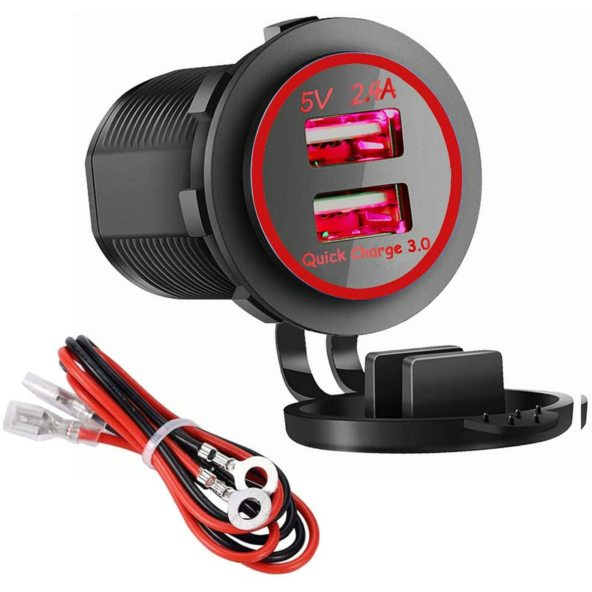 analysere bænk indendørs Dual USB Charger Socket Power Outlet - 2.1A & 2.1A for Car Boat Marine  Mobile with Wire Fuse DIY Kit (4.2A-Orange) | Walmart Canada