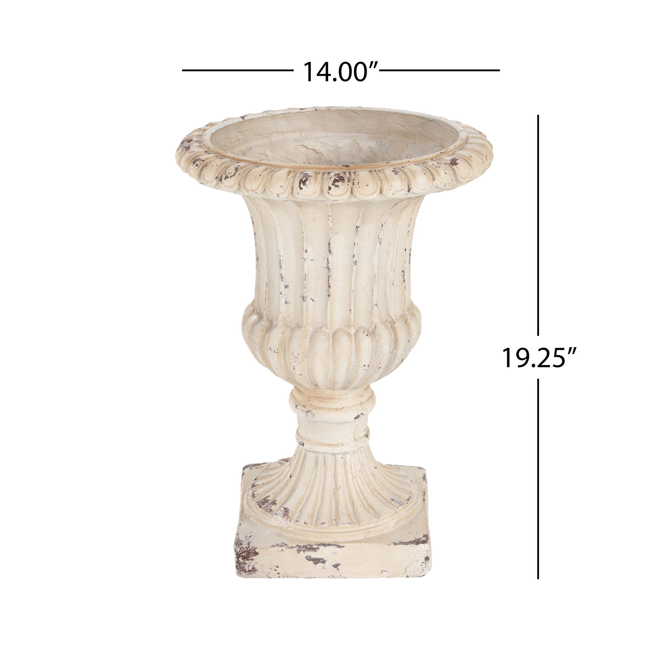 Christopher Knight Home 19.25" MGO Garden Urn Planter with Drainage Hole, Vintage Outdoor Planter, Antique White