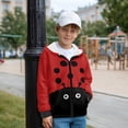 thumbnail image 3 of Uorisanigo Zipper Hoodies Jacket Boys Girls Funny Ladybug Long Sleeve Hooded Jacket Fashion Velvet Lined Oversized Outwear Coat for Vacation Shopping Exercise Wear, 3 of 7