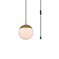 thumbnail image 3 of Living District LDPG6030BR Eclipse 1 Light Brass Plug-In Pendant with Frosted White Glass, 3 of 6