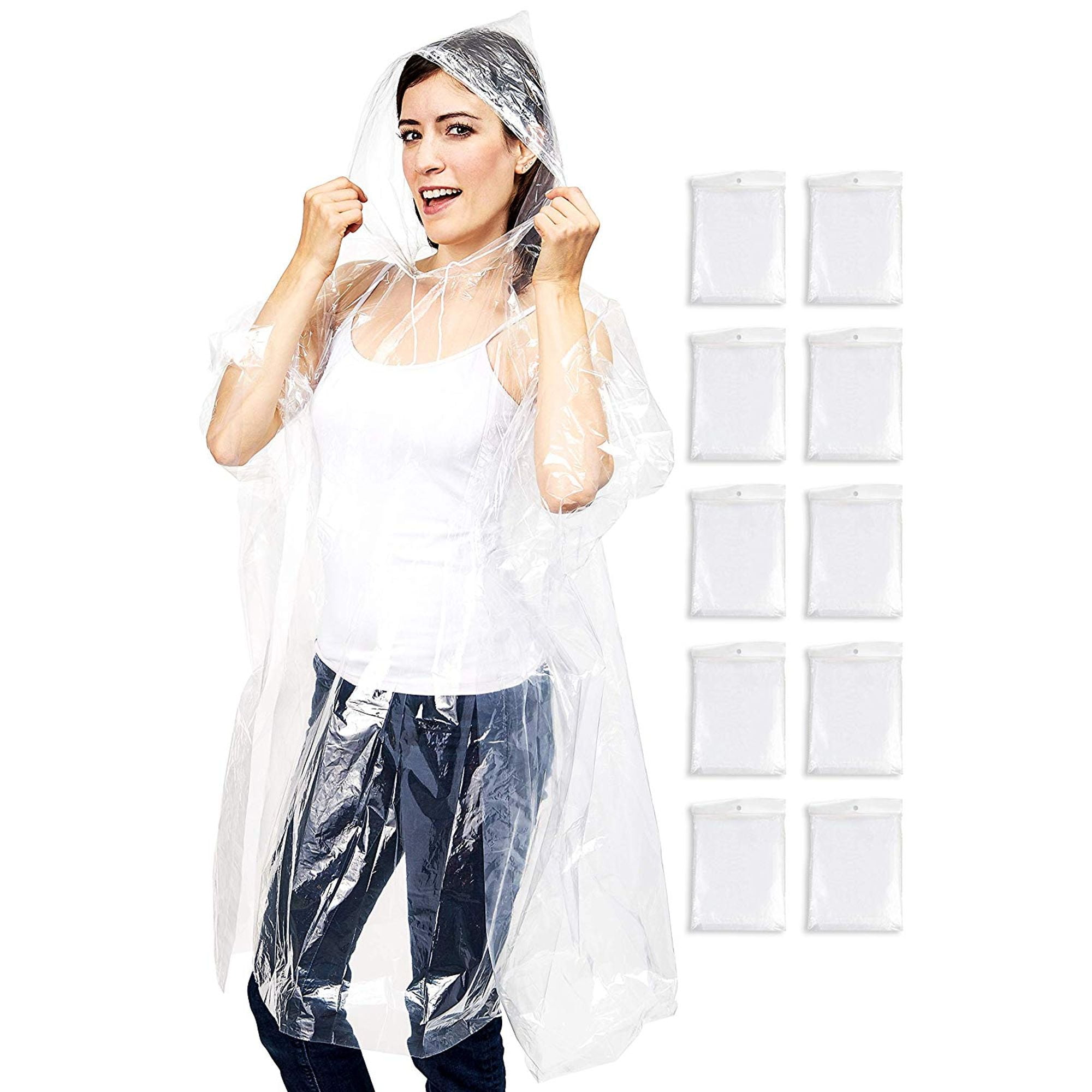 Details about / 10PCS Disposable Emergency Waterproof Rain Coat Poncho Hiking Camping Hood SUST