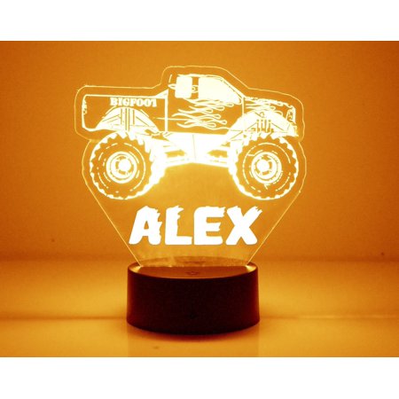 

Monster Truck Light Up Custom Engraved Night Light Personalized Free 16 Color Options with Remote Control Truck Night Light