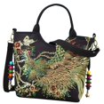 thumbnail image 1 of Bolso de mano bordado para mujer, estilo tradicional chino, bandolera para trabajar Negro, 1 of 9