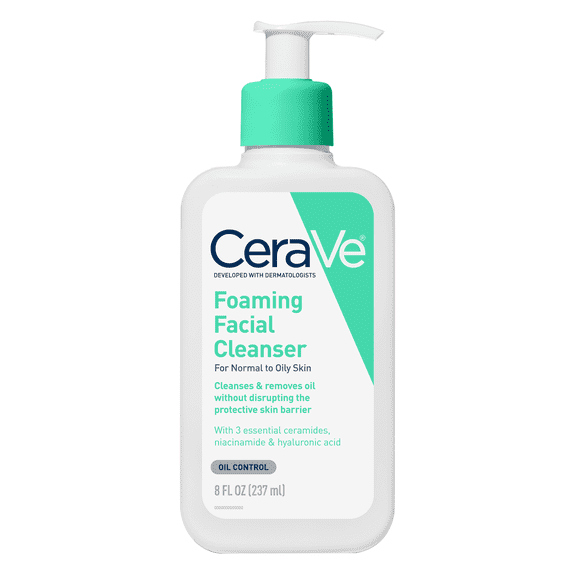 CeraVe Skin Care Gel Foaming Facial Cleanser Ceramides Non-Drying for Normal to Oily Skin, 8 fl oz