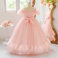 thumbnail image 6 of Ulitacool Girls Dresses Crew Neck Child Short Sleeve Pageant Dress Solid Color Party Gown Dresses Comfortable Wear Pink 9-10 Years, 6 of 9