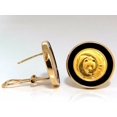 thumbnail image 2 of .999 Coin Panda 1/20 Natural Jet Black Onyx rim clip earrings 14kt Chinese, 2 of 5