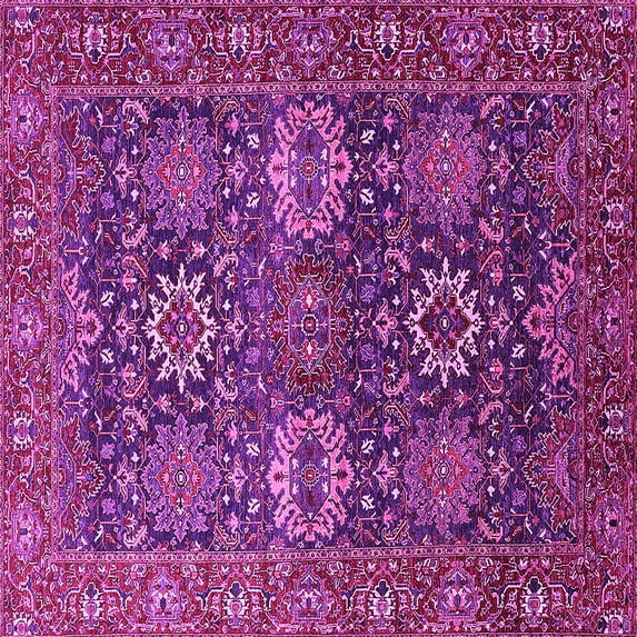 Ahgly Company Indoor Square Oriental Pink Industrial Area Rugs, 4' Square