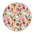 thumbnail image 2 of Halloween Christmas Tree Skirt - Lollipop Cone Donut Prints 36 Inches Christmas Tree Skirt for Halloween Holiday Indoor Home Christmas Tree Decorations with Three Ribbons, 2 of 7