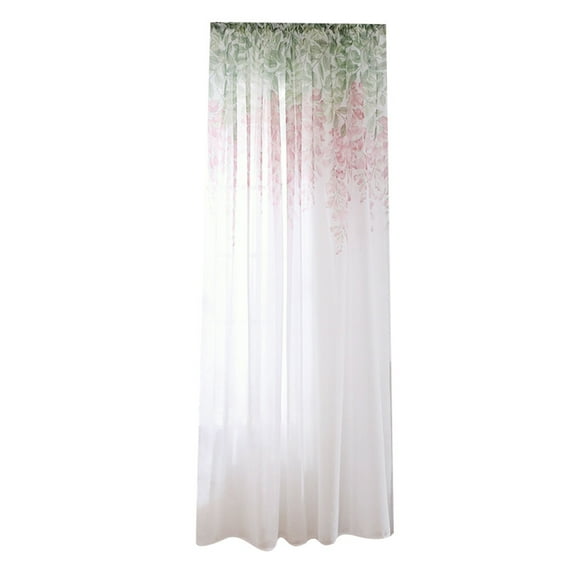 VerPetridure Leaves Sheer Curtain Tulle Window Treatment Voile Drape Valance 1 Panel Fabric